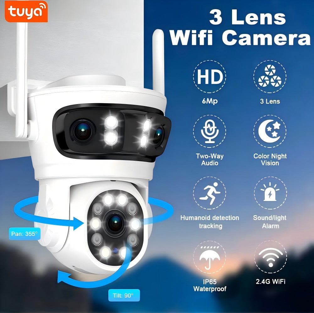 Тройна PTZ Wi-Fi камера за наблюдение TUYA-Smartlife / WIP-TP200AS /