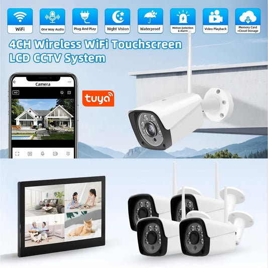 WiFi система за видеонаблюдение с тъчскрийн монитор и 4 камери /KVR-T4204A/