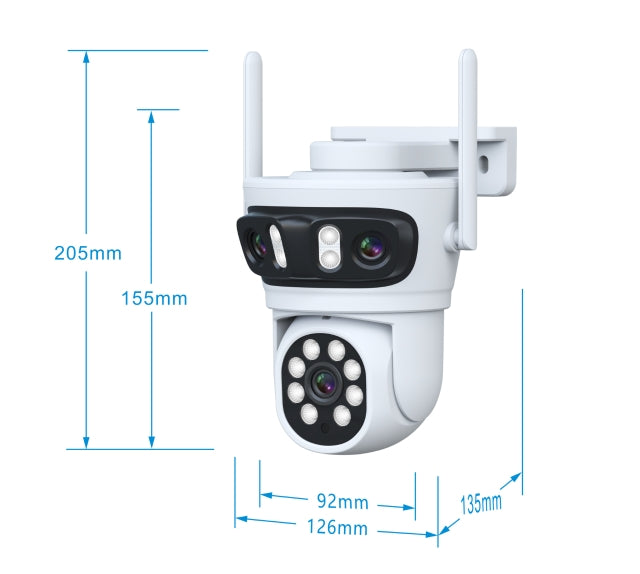 Тройна PTZ Wi-Fi камера за наблюдение TUYA-Smartlife / WIP-TP200AS /