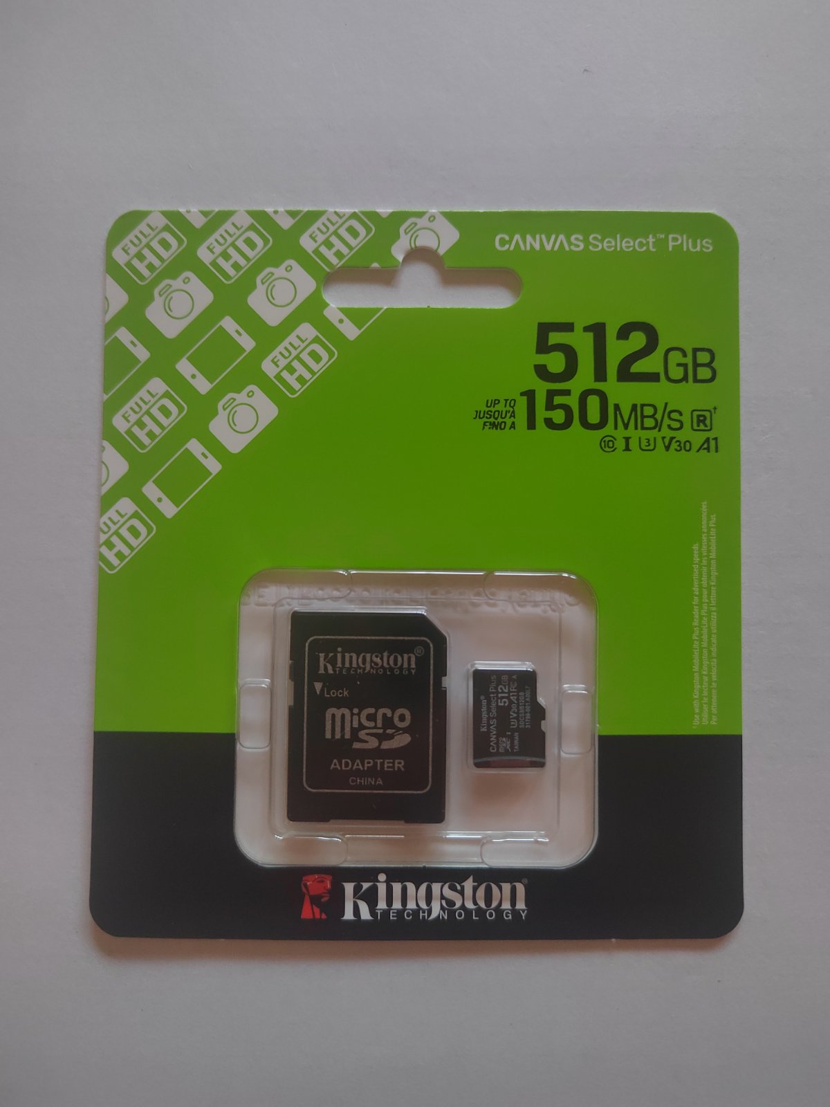 Карта памет Kingston 512GB microSDXC Canvas Select Plus Gen3 150MB/s A1 Card + Adapter КЛАС 10 / MSD009 /