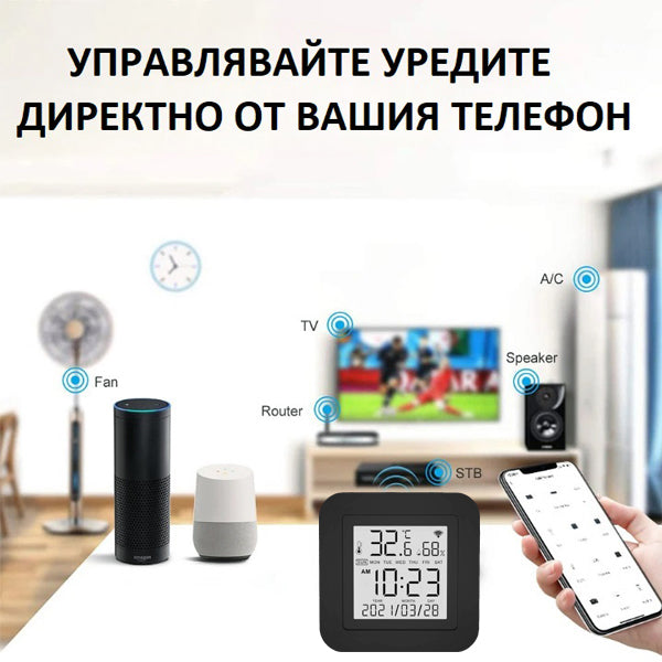 WIFI ДИГИТАЛНО IR ДИСТАНЦИОННО 4 В 1 СЪС СЕНЗОР ЗА ТЕМПЕРАТУРА И ВЛАЖНОСТ НА ВЪЗДУХА /SS006/