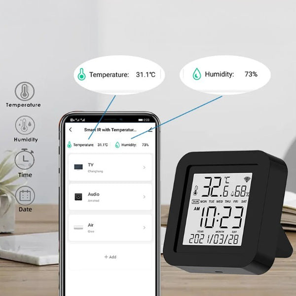 WIFI ДИГИТАЛНО IR ДИСТАНЦИОННО 4 В 1 СЪС СЕНЗОР ЗА ТЕМПЕРАТУРА И ВЛАЖНОСТ НА ВЪЗДУХА /SS006/