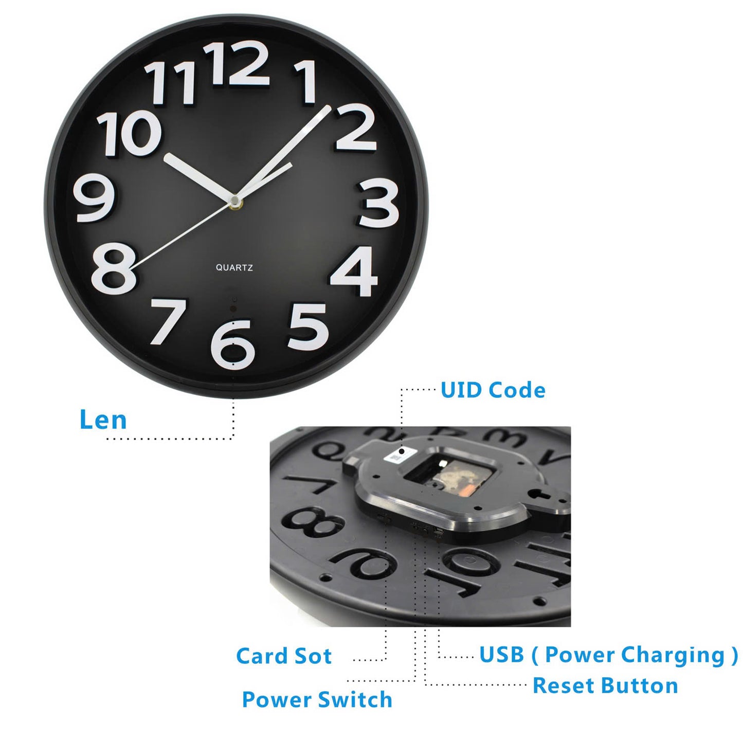 Стенен часовник с камера за наблюдение в реално време чрез WiFi/IP /BK032/