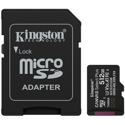 Карта памет Kingston 512GB microSDXC Canvas Select Plus Gen3 150MB/s A1 Card + Adapter КЛАС 10 / MSD009 /