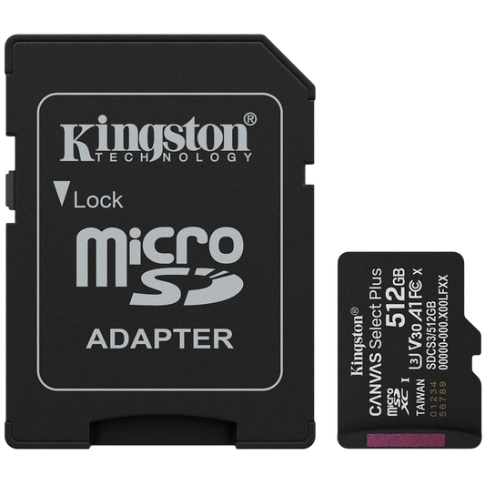 Карта памет Kingston 512GB microSDXC Canvas Select Plus Gen3 150MB/s A1 Card + Adapter КЛАС 10 / MSD009 /