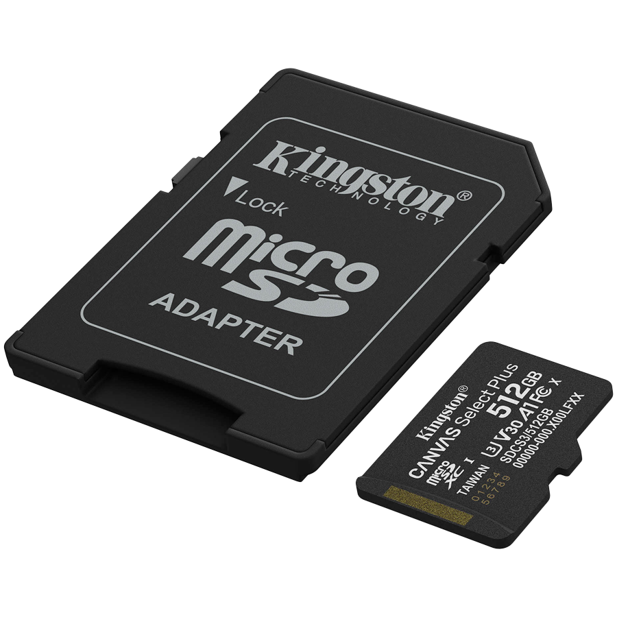 Карта памет Kingston 512GB microSDXC Canvas Select Plus Gen3 150MB/s A1 Card + Adapter КЛАС 10 / MSD009 /